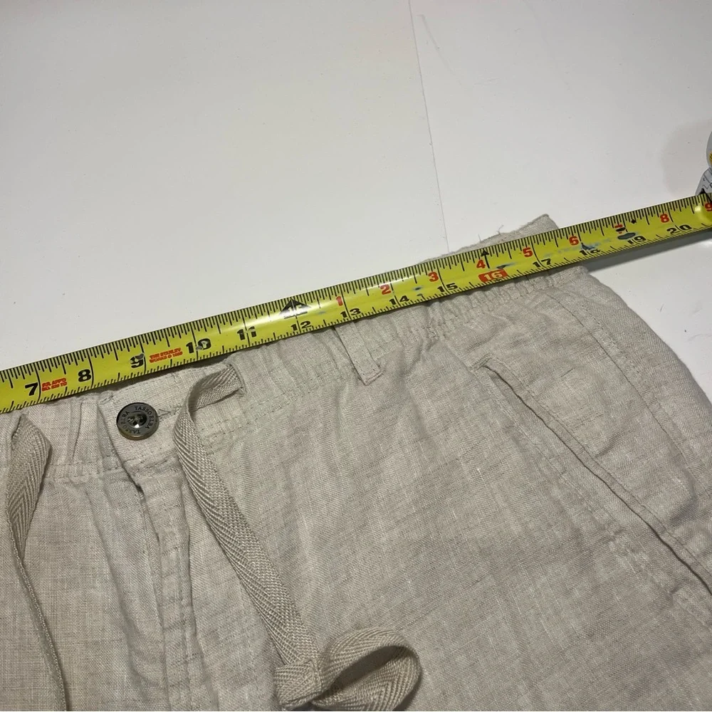 Tasso Elba Island Men Linen Drawstring Casual Pants Brown Tan Coastal Vacation L